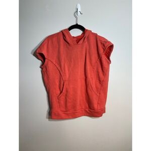 Zella Girl Coral Orange Short Sleeve Hoodie Pullover French Terry XL 14-16